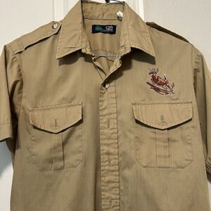 Hunting Shirt Sz L Embroidered Deer Men Shacket Buck Grandpa Barn Workwear